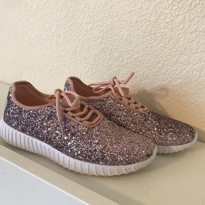Pink Glitter Tennis Shoes